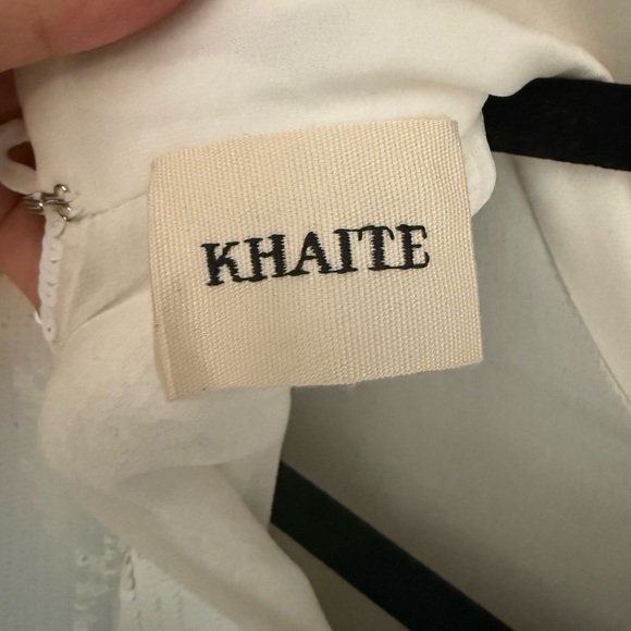 KHAITE White Sequin The Leibel long-sleeve silk mesh panel dress 6 - Picture 12 of 13